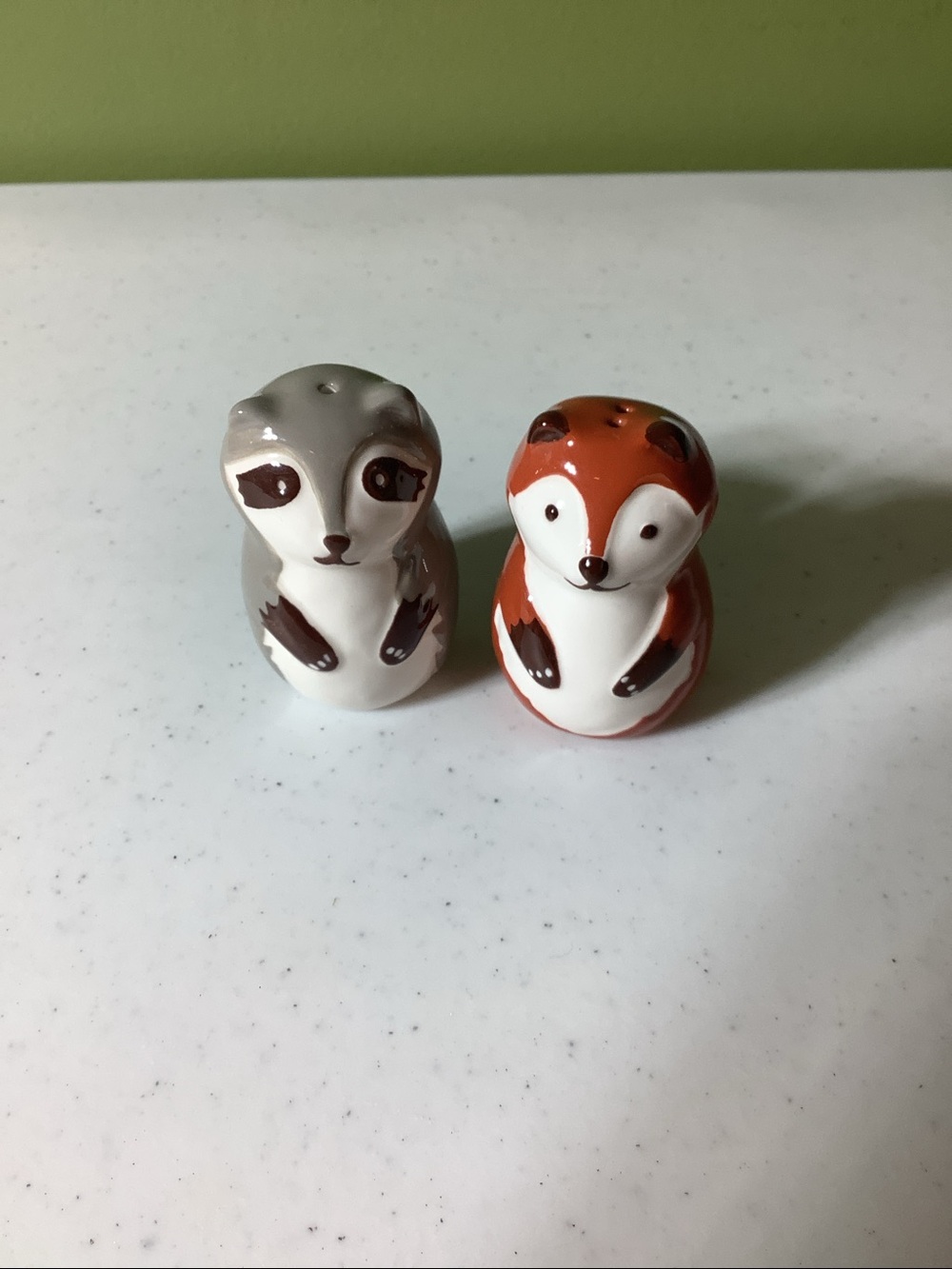 Raccoon & Fox salt and pepper shaker set